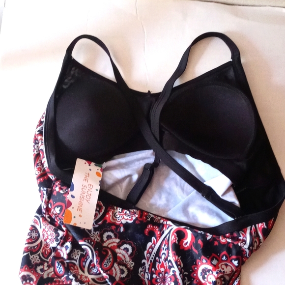 👙Enjoy The Sunshine Women's Tankini Paisley Print Two Piece Swimsuit Size L - Picture 9 of 10